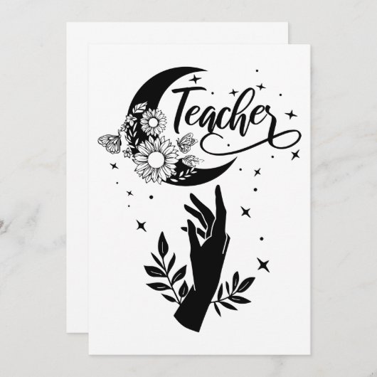 1- Inspirerend leraar sjirt, minimalistische leraa Bedankkaart (Voorkant / Achterkant)