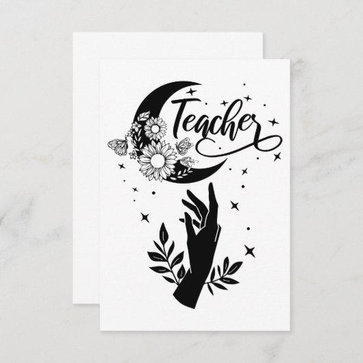 1- Inspirerend leraar sjirt, minimalistische leraa Bedankkaart (Voorkant / Achterkant)