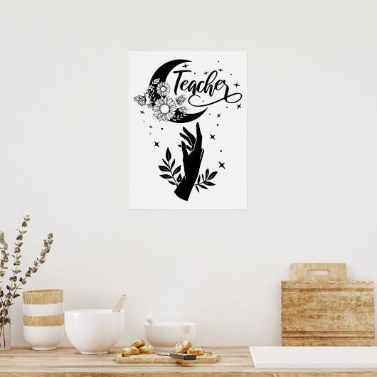 1- Inspirerend leraar sjirt, minimalistische leraa Poster (Keuken)