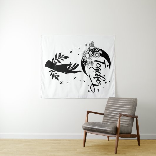 1- Inspirerend leraar sjirt, minimalistische leraa Wandkleed (In Situ (horizontaal))