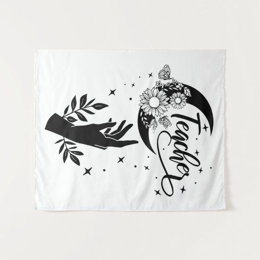 1- Inspirerend leraar sjirt, minimalistische leraa Wandkleed (Voorkant (horizontaal))