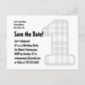 1 jaar 1e verjaardag Plaid nummer A07G Aankondigingskaart (Achterkant)