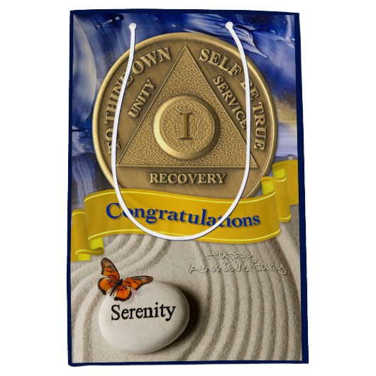 1 Jaar AA Jubileum Gefeliciteerd Serenity Medium Cadeauzakje (Voorkant)