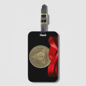 1 Jaar AA Jubileum Munt Rood Lint Bagagelabel (Voorkant (verticaal))