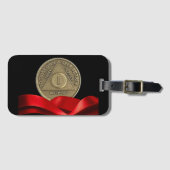 1 Jaar AA Jubileum Munt Rood Lint Bagagelabel (Voorkant (horizontaal))