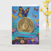 1 Jaar AA Jubileum Munt Vlinders Bloemen Kaart (Gele Bloem)