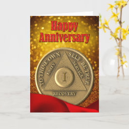1 Jaar AA Munt Glitter Happy Jubileum Kaart