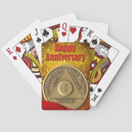 1 Jaar AA Munt Glitter Happy Jubileum Pokerkaarten