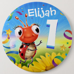 1 jaar Aangepaste verjaardagsbadge Kleine reeks La Ronde Button 6,0 Cm