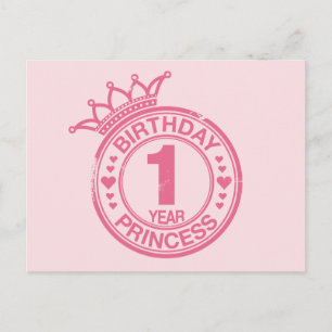 1 jaar - Birthday Princess - roze Briefkaart