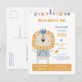 1 jaar Boy Lion Birthday Party Invitation Briefkaart (Voorkant / Achterkant)