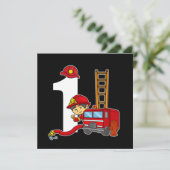 1 jaar brandweerdag brandweerwagen eerste verjaard kaart (Staand voorkant)