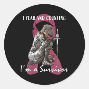 1 jaar Cancer Free Pink Breast Cancer Survivor Gif Ronde Sticker
