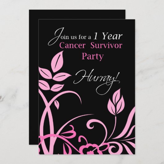 1 jaar Cancer Survivor Party uitnodiging (Voorkant / Achterkant)