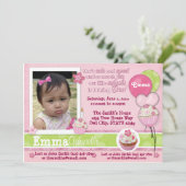 1 jaar Cupcake roze uitnodiging SCHATTIG (foto) (Staand voorkant)