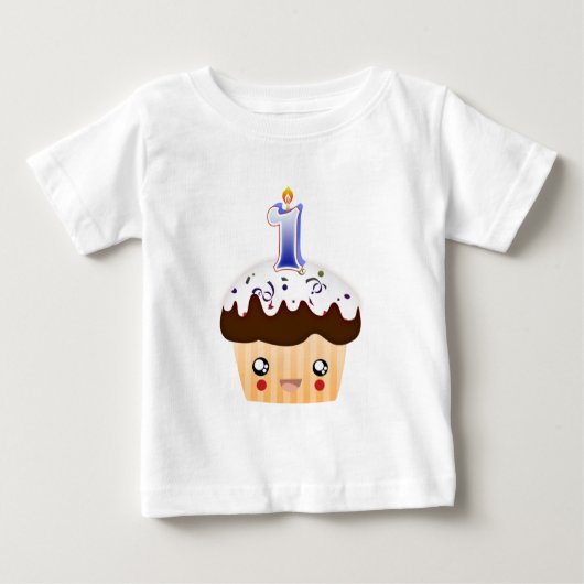 1 jaar Cupcake T - Blauw (Voorkant)