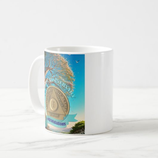 1 Jaar CUSTOM NAME AA Coin Tree Of Life Koffiemok (Voorkant links)