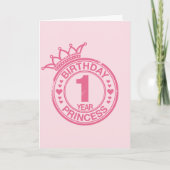 1 jaar - de Prinses van de Verjaardag - roze Kaart (Voorkant)