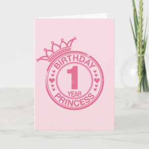1 jaar - de Prinses van de Verjaardag - roze Kaart