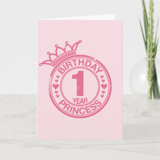 1 jaar - de Prinses van de Verjaardag - roze Kaart