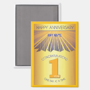1 Jaar Golden Ray 12 Stappen Aangepaste Naam Magneet