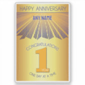 1 Jaar | Golden Ray 12 Stappen AANGEPASTE NAAM Sticker (Voorkant)