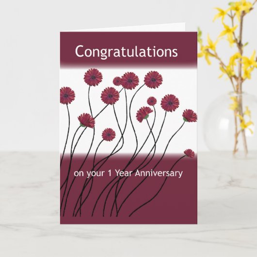 1 jaar herstel Jubileum Kaart (Gele Bloem)