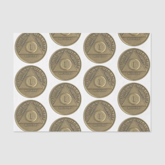 1 Jaar Herstel Jubileum Munt wit Tissuepapier (Voorkant)