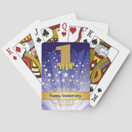 1 jaar herstel Jubileum vet cijfer Pokerkaarten