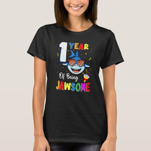 1 jaar Jawsome Shark 1e verjaardag 1 jaar T-shirt (Voorkant)
