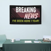 1 jaar Jubileum eerste beoordeling werknemer Spandoek (Beurs)