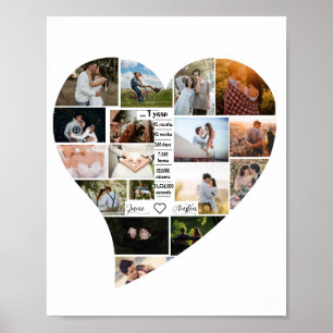 1 jaar Jubileum — Heart Shaped Photo Collage Poster