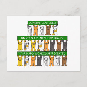 1 jaar Jubileum voor werknemers Briefkaart