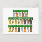 1 jaar Jubileum voor werknemers Briefkaart (Voorkant)