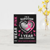 1 jaar kanker gratis mam roze bewustzijn borstkank kaart (Gele Bloem)
