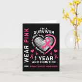 1 jaar kanker gratis mam roze bewustzijn borstkank kaart (Gele Bloem)