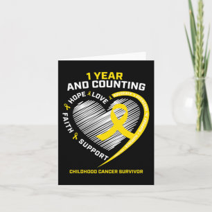1 jaar Kanker Survivor Gold Childhood Cancer Aware Kaart