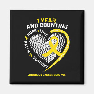 1 jaar Kanker Survivor Gold Childhood Cancer Aware Magneet