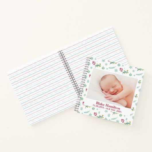 1 jaar lang Baby met kerstfoto's Notitieboek (Binnen)