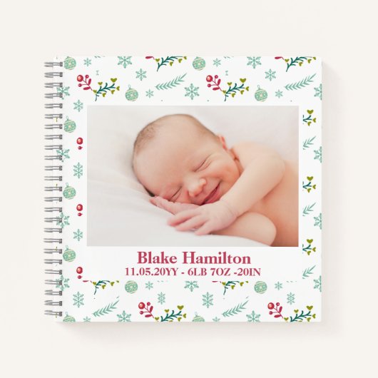 1 jaar lang Baby met kerstfoto's Notitieboek (Voorkant)
