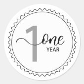 1 jaar mijlpaal ronde sticker (Voorkant)