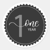 1 jaar mijlpaal ronde sticker (Voorkant)