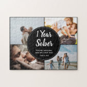 1 jaar nuchter, 4 fotocollage, aangepaste naam legpuzzel (Horizontaal)