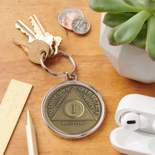 1 Jaar Nuchter Jubileummedaillon Geschenk Sleutelh Sleutelhanger (Bureau)