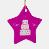 1 jaar obriety Birthday Cake  roze Keramisch Ornament (Rechts)