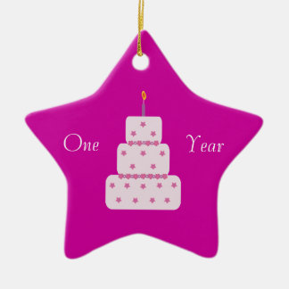 1 jaar obriety Birthday Cake  roze Keramisch Ornament