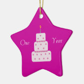1 jaar obriety Birthday Cake  roze Keramisch Ornament (Links)