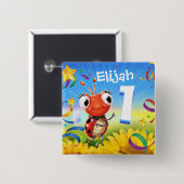 1 jaar oud Custom verjaardagsbadge Little Ladybug  Vierkante Button 5,1 Cm (Voorkant /achterkant)