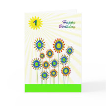1 jaar oud, een Happy Flowers kaart