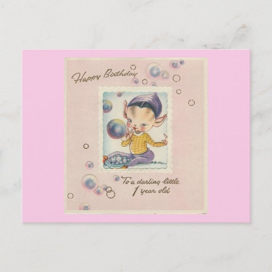  "1 jaar oud" Happy Birthday Elf Briefkaart (Voorkant)